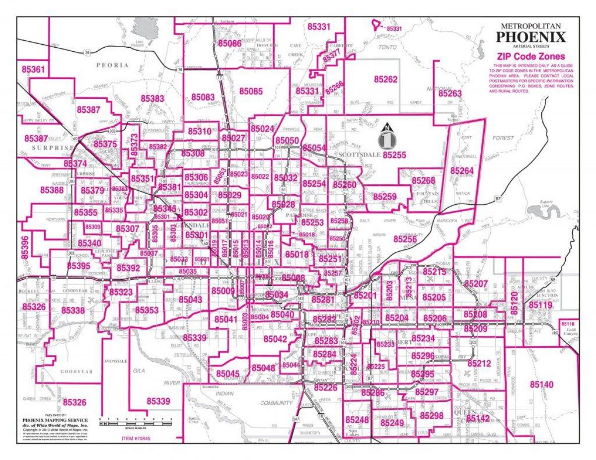Phoenix mapa de codis postals