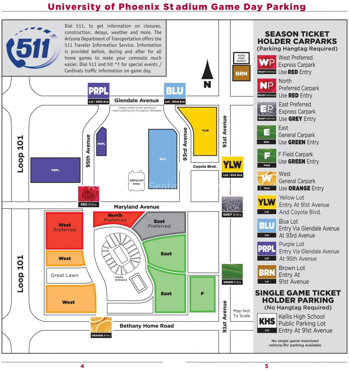 aparcament mapa universitat de Phoenix estadi