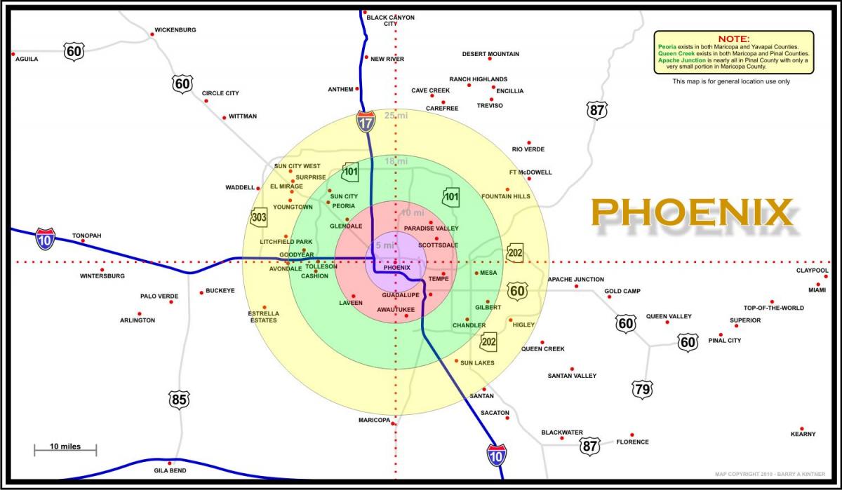mapa de la zona Phoenix
