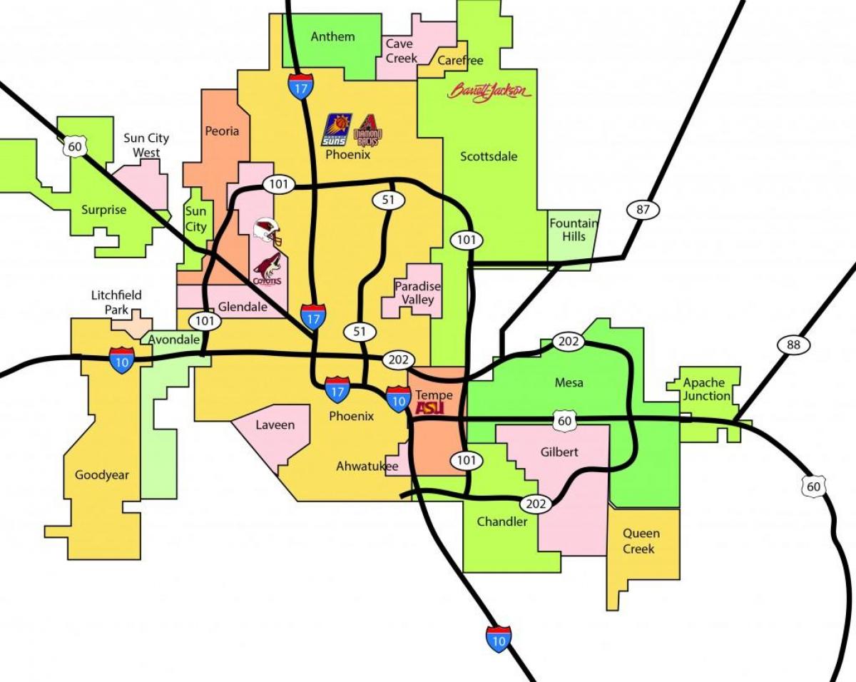 Phoenix àrea metropolitana mapa
