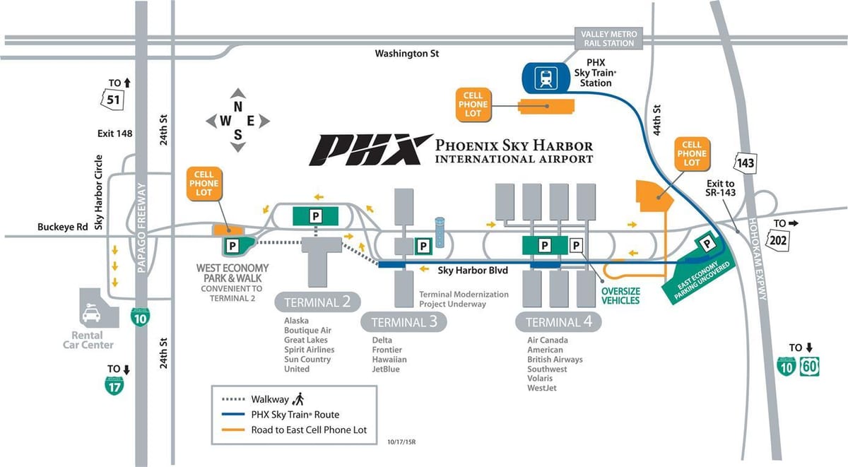 mapa de l'aeroport de Phoenix