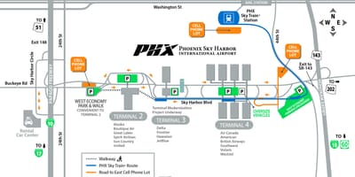 Phoenix l'aeroport internacional mapa